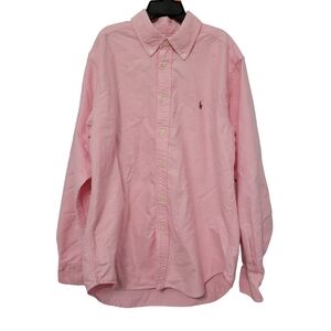 Ralph Lauren Boys Pink Long Sleeve Dress Shirt Size 16 Classic Preppy Solid